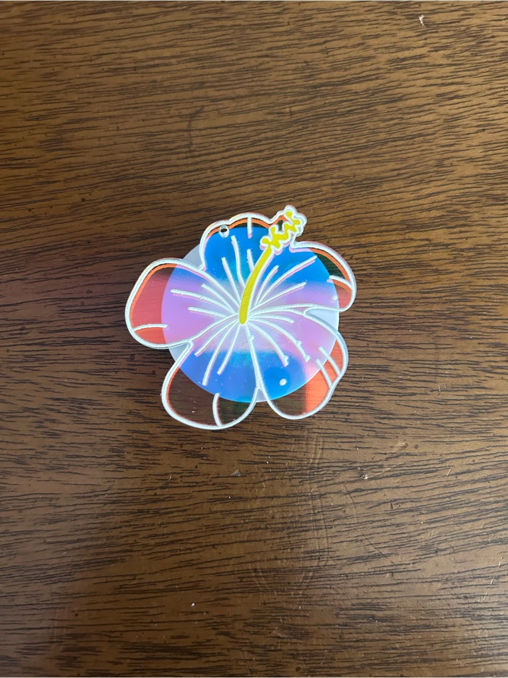 Holographic Hibiscus Flower Pop socket.  Handmade